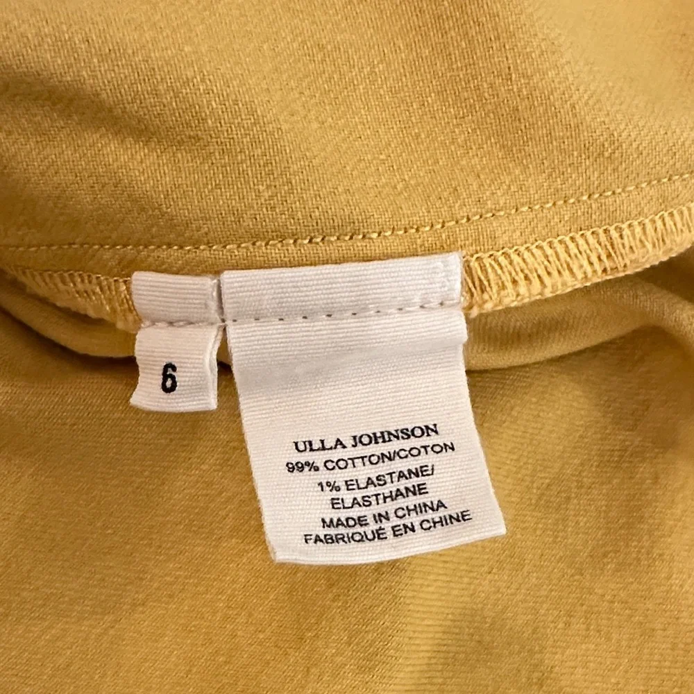 Ulla Johnson Mustard Puff-Sleeve Crewneck Top Size 6